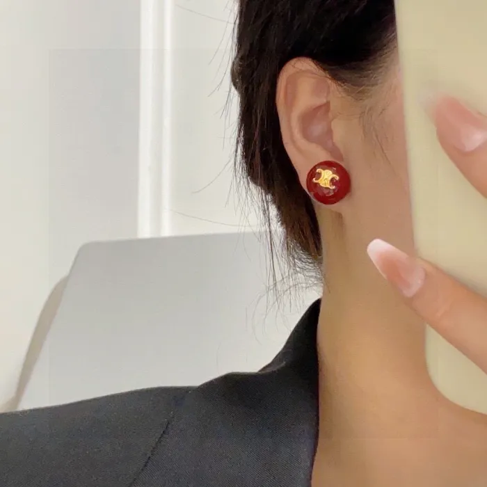 Celine Arc de Triomphe Onyx Alphabet Earrings