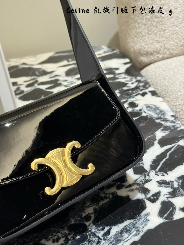 CELINE New Goods| TERENCE Cowhide Lacquered Luminous Shoulder, Underarm Bag