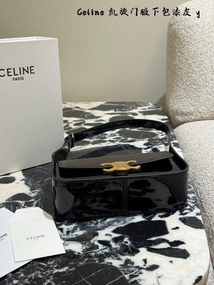 CELINE New Goods| TERENCE Cowhide Lacquered Luminous Shoulder, Underarm Bag