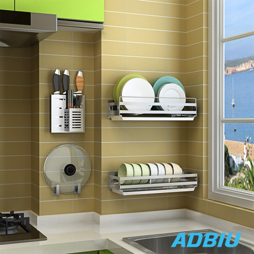 Us 31 00 Punch Free Kitchen Racks Wall Mounted Storage Stainless Steel Dish Rack Drain Rack Knife Holder Pot Rack Home M Adbiu Com Wall mounted kitchen drying plate rack and shelf, kitchen storage. usd