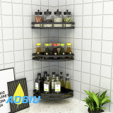 2 PairKitchen Shower Corner Shelf,,stainless steel Storage Shelves Triangle Baskets Polished Black