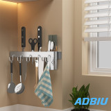 Adbiu Silver Kitchen Knife Holder Stainless Steel Wall Mounted Kitchen Knives Holder