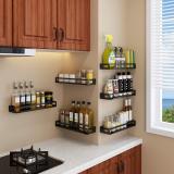 Black Single-Layer Wall-Mounted Kitchen Spice Rack Wall Mount Organizer(2 Sets Included)