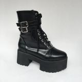 Antaina - Punk Lolita High Platform Short Boots With Belt Metal Buckles