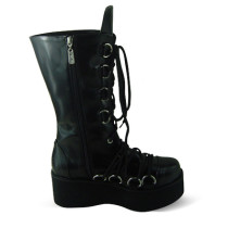 Antaina - Punk Lolita Side Zippers High Platform Boots With Metal Buckles