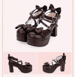 Angelic Imprint - Sweet 8cm High Chunky Heel Platform Round Toe  Lolita Shoes with Bow