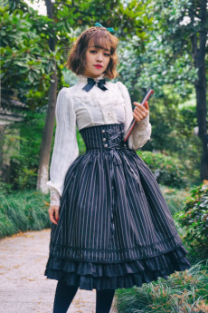 Surface Spell - Gothic High Waist Knee Long Lolita Skirt