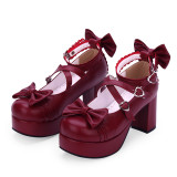 Angelic Imprint - Sweet 8cm High Chunky Heel Platform Round Toe  Lolita Shoes with Bow