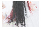 Alice Garden - 68cm Long Wavy Curly Black and Red Split Color Gothic Lolita Wig