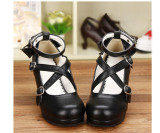 Angelic Imprint - Classic Black Cross Strap High Stiletto Heel  Round Toe Lolita Shoes