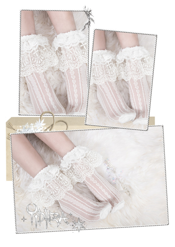 Yidhra - Heart Land Over Ankle Lolita Socks for Spring and Summer