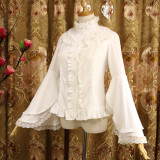 Chiffon Flare Long Sleeve Stand Collar Gothic Lolita Blouse for Spring and Autumn