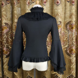Chiffon Flare Long Sleeve Stand Collar Gothic Lolita Blouse for Spring and Autumn