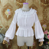 Chiffon Long Puffy Sleeve Off Shoulder Classical Vintage Lolita Blouse