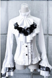 Cotton Long Flare Sleeve Gothic Lolita Blouse with Removable Neck Tie