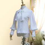 Chiffon Long Puffy Sleeve Gothic Lolita Blouse with Removable Bow Tie