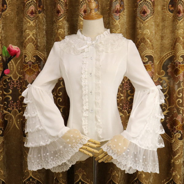 Chiffon Long Flare Sleeve Classical Vintage Lolita Blouse