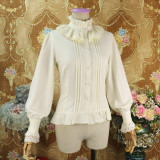 Chiffon Long Sleeve Stand Lace Collar Classical Vintage Lolita Blouse for Autumn