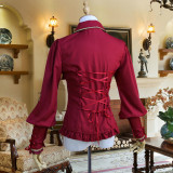 Chiffon Long Puffy Sleeve Classical Vintage Lolita Blouse with Removable Bow Tie