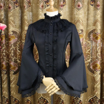 Chiffon Flare Long Sleeve Stand Collar Gothic Lolita Blouse for Spring and Autumn