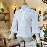 Chiffon Long Puffy Sleeve Classical Vintage Lolita Blouse with Removable Bow Tie