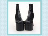 Angelic Imprint - Black Gothic High Chunky Heel Round Toe Ankle Length Platform Lolita Boots