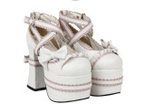 Angelic Imprint - High Chunky Sky Heel Round Toe Buckle Sweet Lolita Platform Shoes with Bow