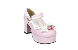 Angelic Imprint -  Pink High Chunky Heel Round Toe Buckle Sweet Platform Lolita Shoes with Bow