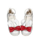Angelic Imprint - High Chunky Heel Round Toe Buckle Sweet Lolita Shoes with Removable Bow and Rabbit Ears