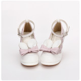 Angelic Imprint - High Chunky Heel Round Toe Buckle Sweet Lolita Shoes with Removable Bow and Rabbit Ears