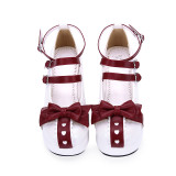 Angelic Imprint - Middle Heel Round Toe Buckle Sweet Lolita Platform Shoes with Bow