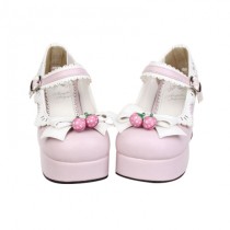 Angelic Imprint -  Pink High Chunky Heel Round Toe Buckle Sweet Platform Lolita Shoes with Bow