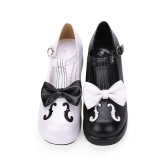 Angelic Imprint - Middle Heel Round Toe Buckle Sweet Lolita Platform Shoes with Bow