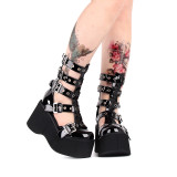 Angelic Imprint - Black Sky High Heel Round Toe Buckle Punk Lolita Platform Sandals