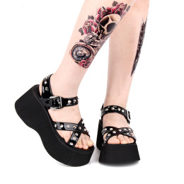 Angelic Imprint - Sky High Heel Open Toe Buckle Punk Lolita Platform Sandals