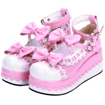 Angelic Imprint - High Heel Round Toe Buckle Sweet Lolita Platform Shoes with Bow