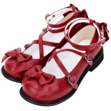 Angelic Imprint - Flat Round Toe Buckle Sweet Lolita Shoes with Bow