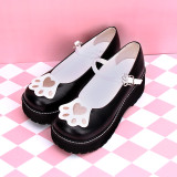 Angelic Imprint - Middle Heel Round Toe Buckle Embroidery Cat Paw Sweet Lolita Platform Shoes