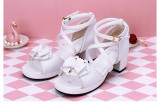 Angelic Imprint - Low Heel Open Toe Buckle Sweet Lolita Sandals with Bow