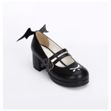 Angelic Imprint - Low Chunky Heel Round Toe Buckle Demon and Angel's Eye Classic Lolita Shoes with Wing Back