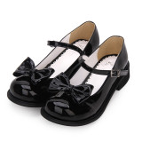 Angelic Imprint - Round Toe Buckle Sweet Lolita Flat Shoes with Removable Bow