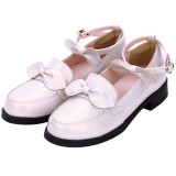 Angelic Imprint - Round Toe Buckle Classic Lolita Flat Shoes with Bow