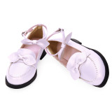 Angelic Imprint - Round Toe Buckle Classic Lolita Flat Shoes with Bow