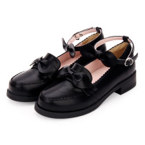 Angelic Imprint - Round Toe Buckle Classic Lolita Flat Shoes with Bow