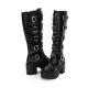 Angelic Imprint - High Chunky Heel Round Toe Buckle Platform Calf High Gothic Punk Lolita Boots