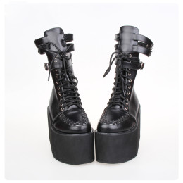 Angelic Imprint - Sky High Heel Round Toe Buckle Platform Ankle Short Gothic Punk Lolita Boots