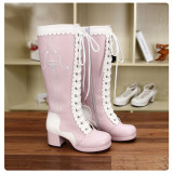 Angelic Imprint - High Chunky Heel Round Toe Calf High Classical Lolita Boots