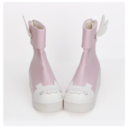 Angelic Imprint - High Heel Round Toe Ankle Short Pink Sweet Lolita Platform Boots with Wing and Bow