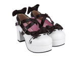 Angelic Imprint - High Chunky Heel Round Toe Buckle Sweet Platform Lolita Shoes with Bow