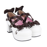 Angelic Imprint - High Chunky Heel Round Toe Buckle Sweet Platform Lolita Shoes with Bow